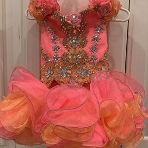 Pink and Orange 2 Piece Toddler Glitz Cupcake Dress